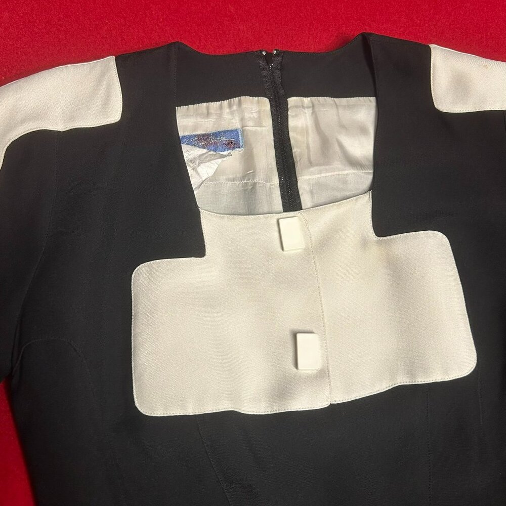 HOLD - Vintage Thierry Mugler Black & White Colorblock Dress Size 44 (Size 10) - Picture 5 of 14